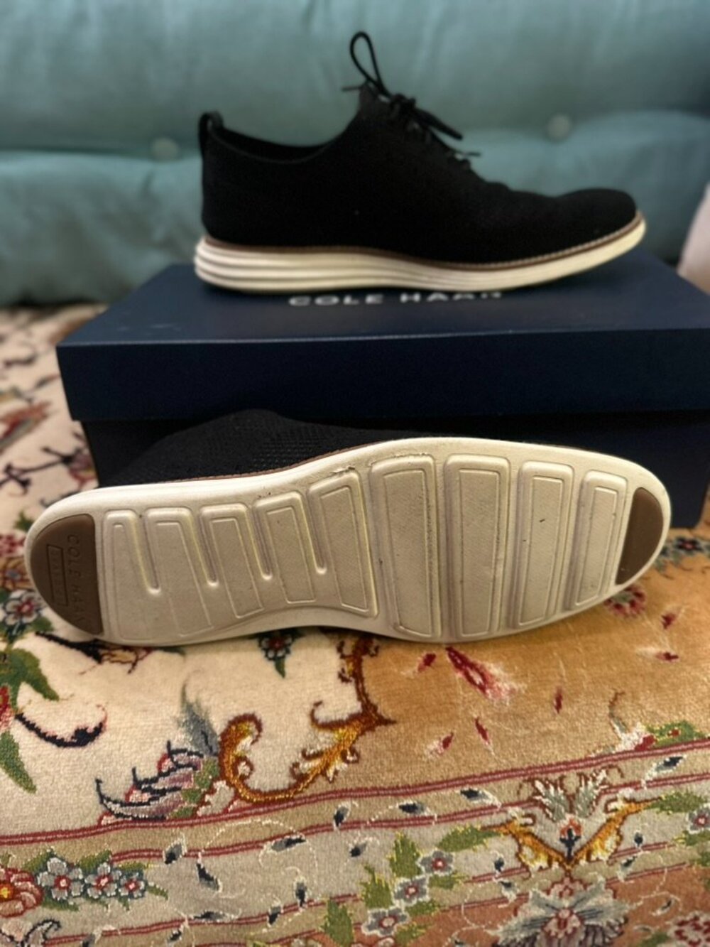 Cole Haan ØriginalGrand Stitchlite Wingtip Oxford Black Ivory Mens 9 M Worn Once - Picture 8 of 8